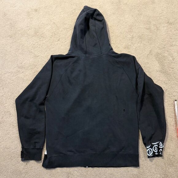 Vintage Volcom Hoodie Zip Up Black White Y2K Punk Skater Grunge Size Large L - Picture 6 of 7